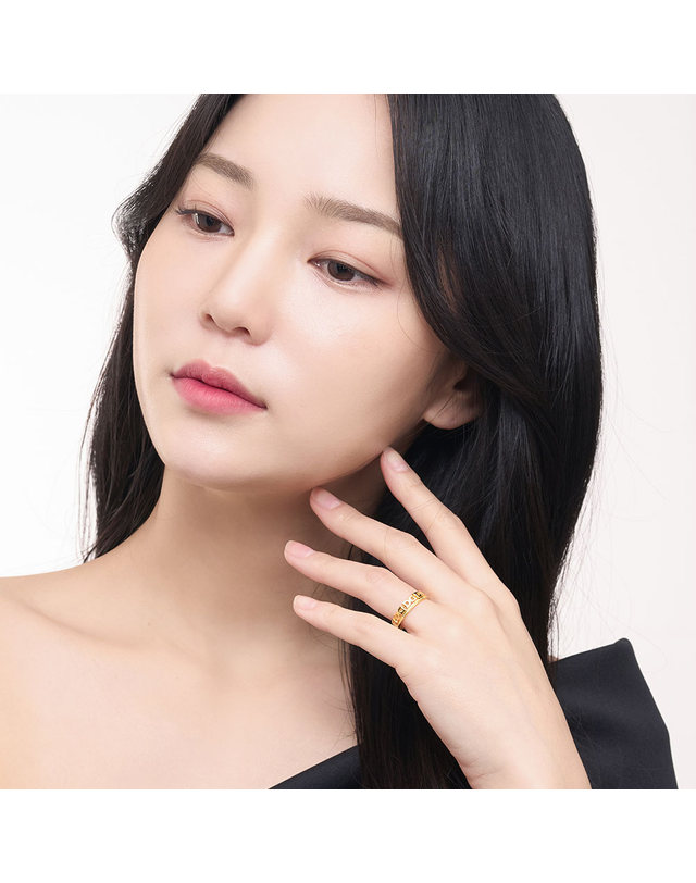 한국금다이아몬드거래소 [한국금다이아몬드] 여자 순금 반지 라인 D 체인 24K 3.75g 애끼 검지 착용컷