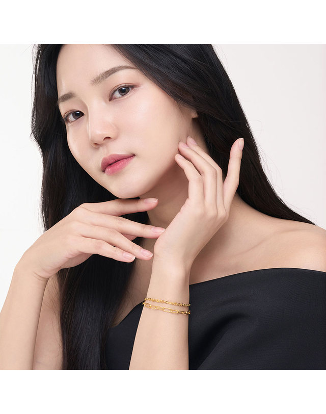 한국금다이아몬드거래소 [한국금다이아몬드] 여자 순금 팔찌 심플 케이블 체인 24K 11.25g 18K장식 착용컷