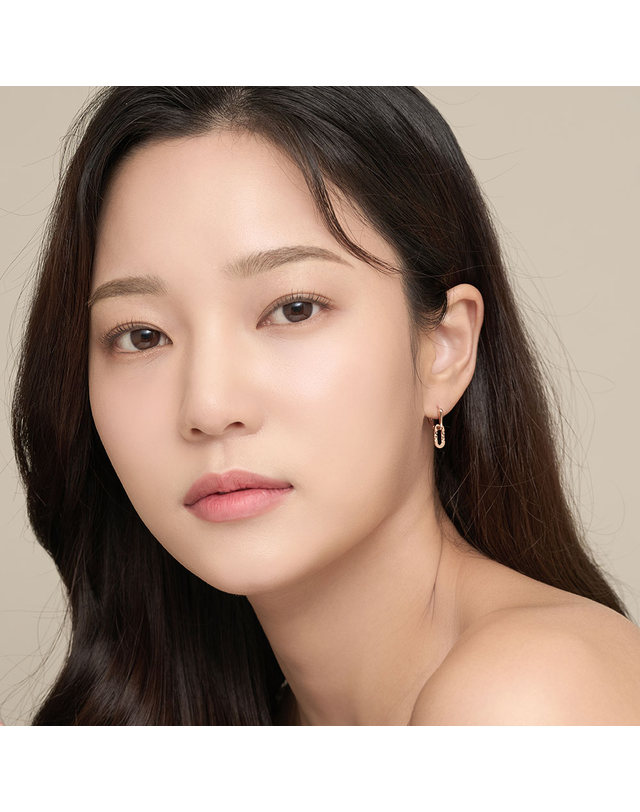 한국금다이아몬드 [모아르] 14K 귀걸이 원터치 금귀걸이 라운드 컷팅 착용컷