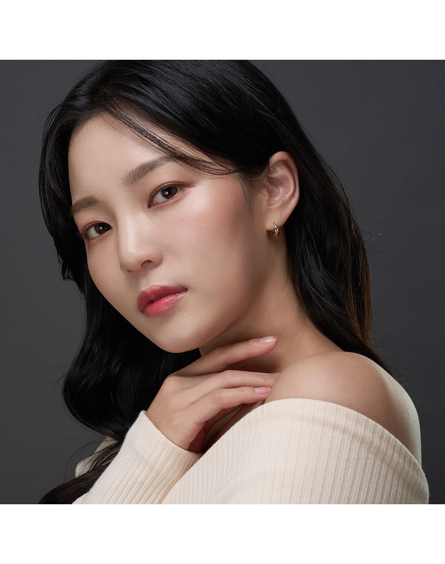 한국금다이아몬드 14K 귀걸이 원터치 슬림 물방울 착용컷