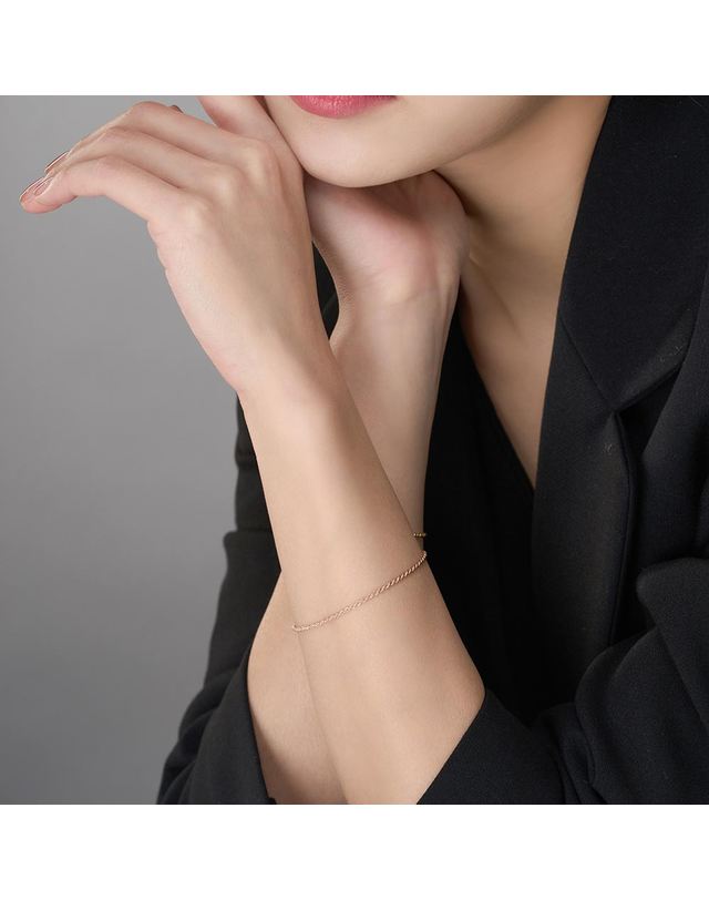 한국금다이아몬드 [모아르] 14K 팔찌 금팔찌 프렌치 로프 체인 착용컷