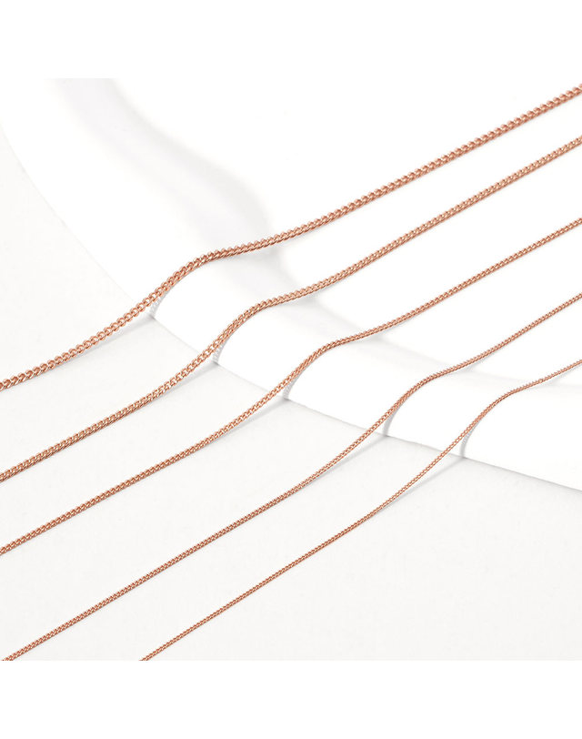 한국금다이아몬드 [모아르] 14K 민줄 체인 목걸이 줄 핑크 골드 1.6mm 착용컷