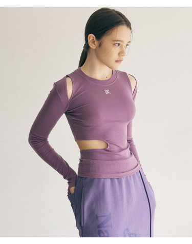 SIDE CUT OUT LONG SLEEVE_PALE PURPLE