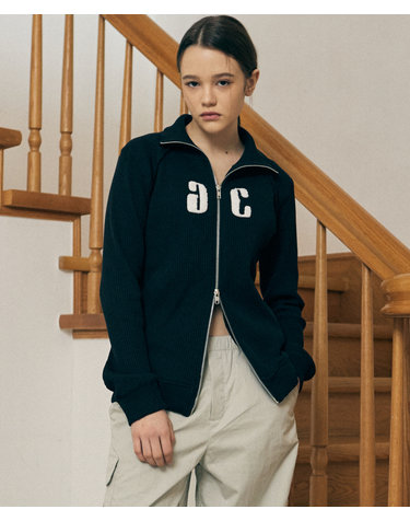 RAGLAN CUTTING ZIP UP_BLACK