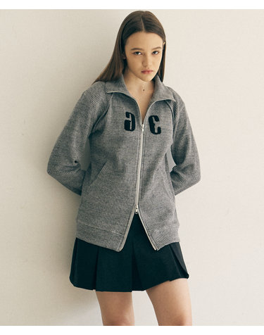 RAGLAN CUTTING ZIP UP_CHARCOAL