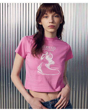 MERMAID SHORT SLEEVE CROP TOP_PINK