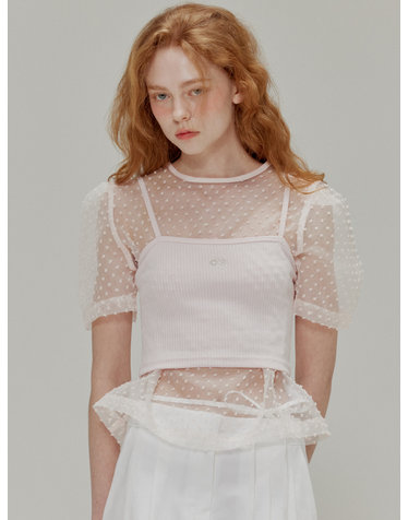 Ribbed bustier logo top_Light pink
