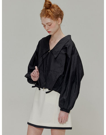 Shining collar nylon Jacket_Black