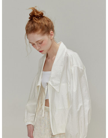 Shining collar nylon Jacket_Ivory