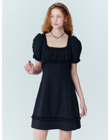 Frill mini dress_black