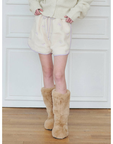 Ribbon Pointed Fleece Short-pants_Ivory