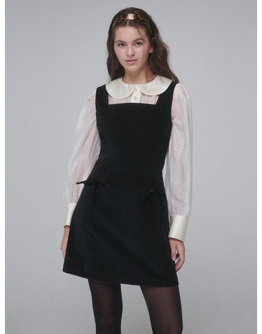 Velvet sleeveless mini dress_Black