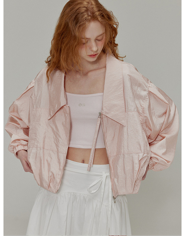 오프닝선샤인 Ribbed bustier logo top_Light pink 착용컷