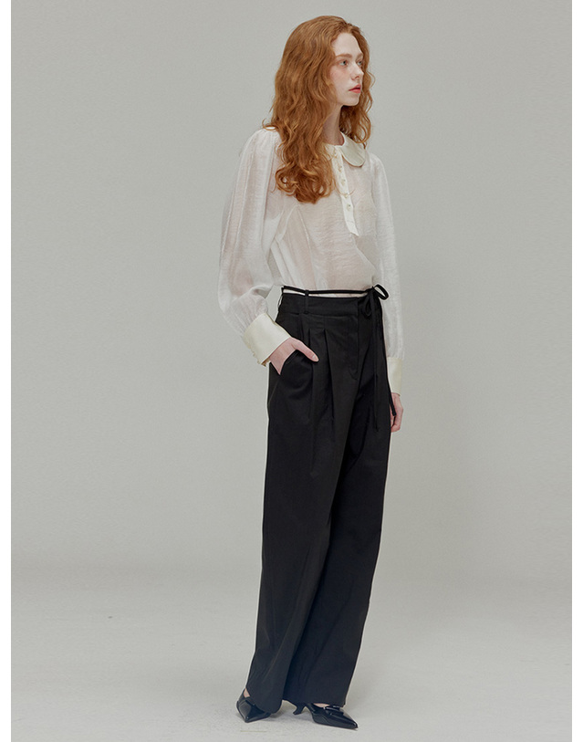 오프닝선샤인 Round collar see-through blouse_Ivory 착용컷