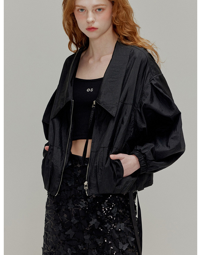오프닝선샤인 Shining collar nylon Jacket_Black 착용컷