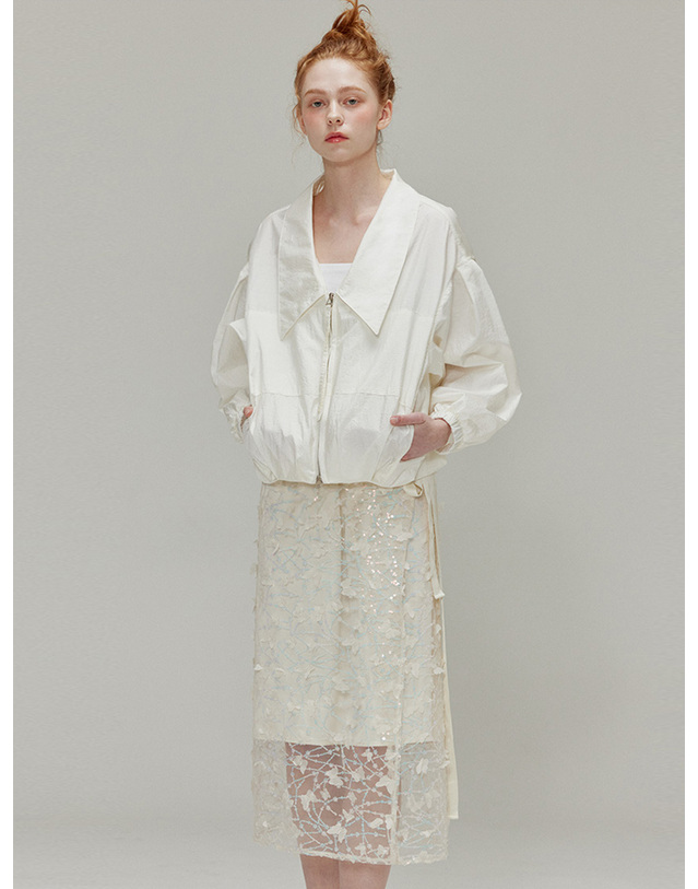 오프닝선샤인 Shining collar nylon Jacket_Ivory 착용컷