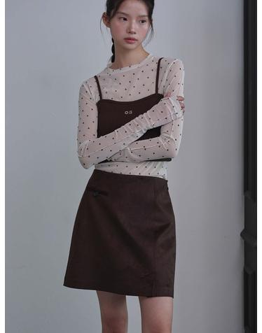 Suede Pocket Mini Skirt_Dark Brown