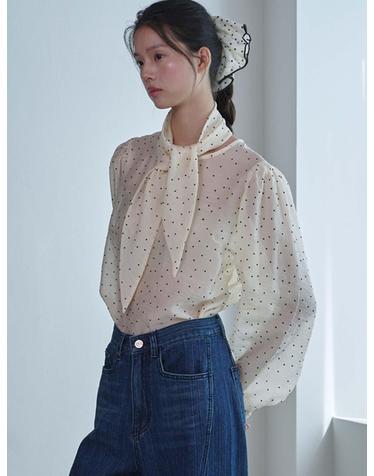 Dot Scarf Blouse_Ivory
