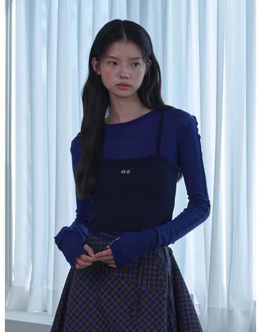 See-Through Wool Jersey T-shirt_Blue
