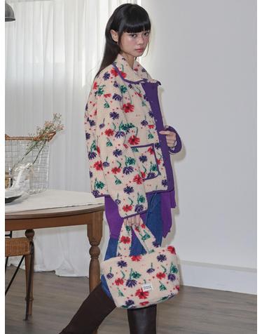 오프닝선샤인 Flower Pattern Fleece Jacket_Beige