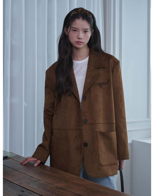 오프닝선샤인 Suede Overfit 3-button Jacket_Camel 착용컷