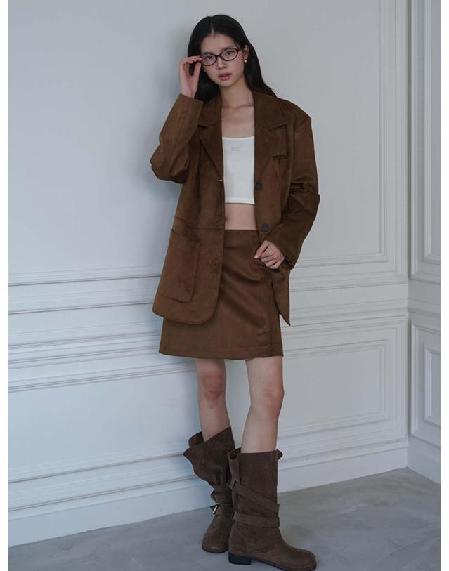오프닝선샤인 Suede Pocket Mini Skirt_Camel 착용컷