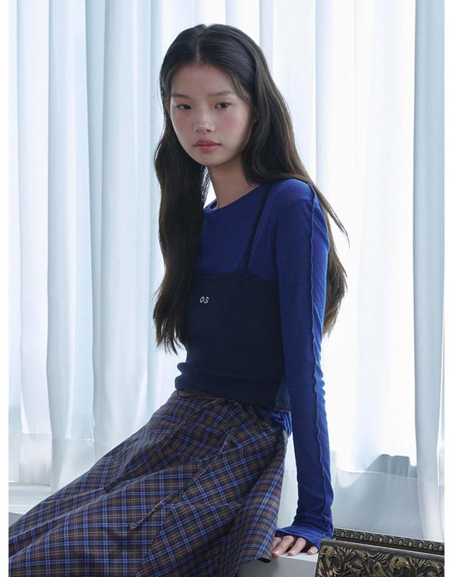 오프닝선샤인 See-Through Wool Jersey T-shirt_Blue 착용컷