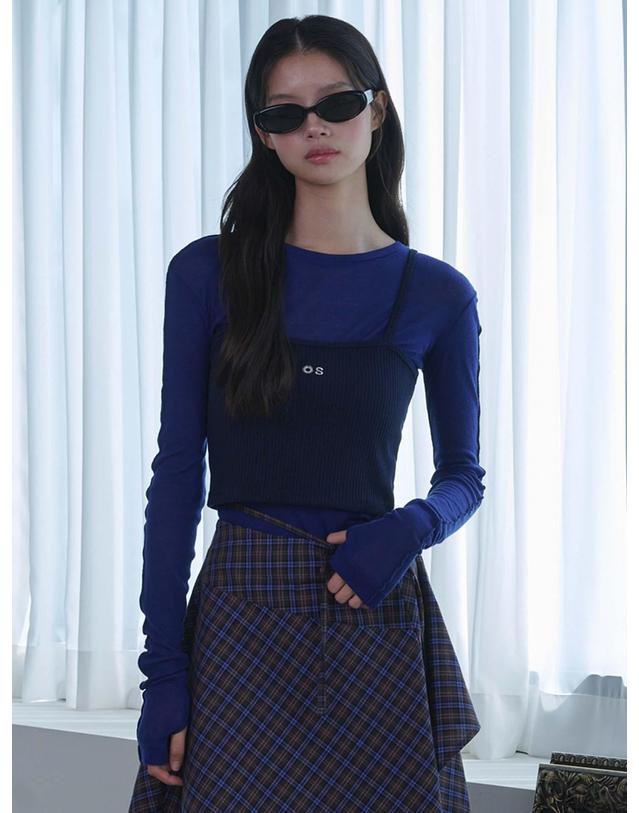 오프닝선샤인 See-Through Wool Jersey T-shirt_Blue 착용컷