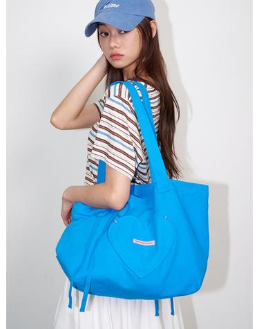Heart Pocket Big Eco Bag Blue