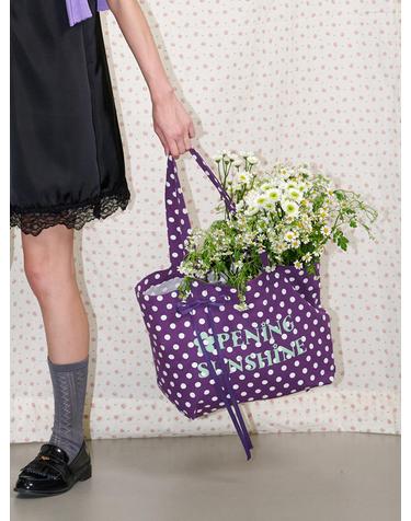 Heart Pocket Big Eco Bag Dot Purple