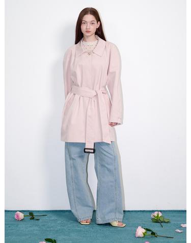 Belted Half Trench Coat Pink
