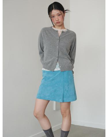 Suede Pocket Mini Skirt Blue