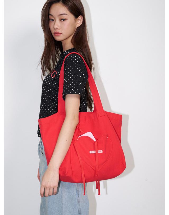 오프닝선샤인 Heart Pocket Big Eco Bag Red 착용컷