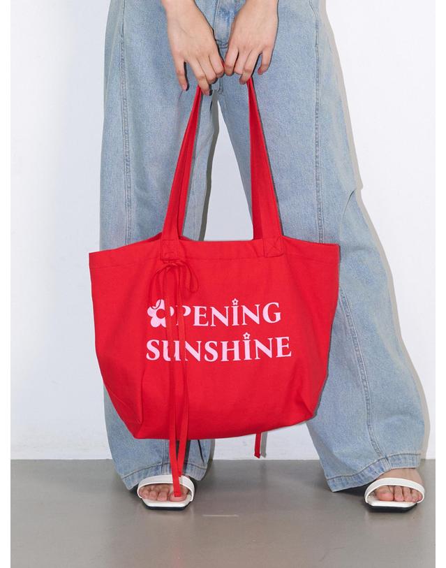 오프닝선샤인 Heart Pocket Big Eco Bag Red 착용컷