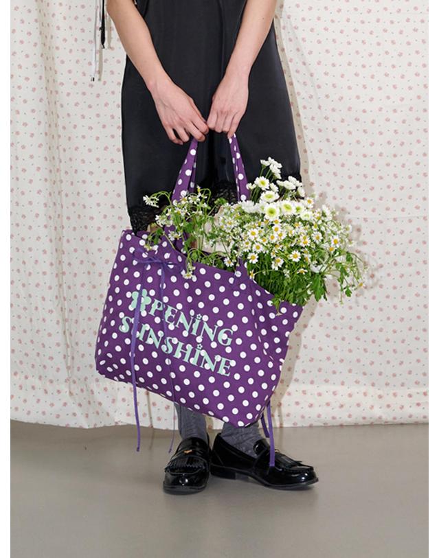 오프닝선샤인 Heart Pocket Big Eco Bag Dot Purple 착용컷