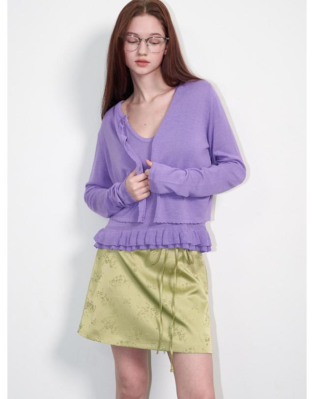 오프닝선샤인 Linen Frill Sleeveless Cardigan Set Lavender 착용컷