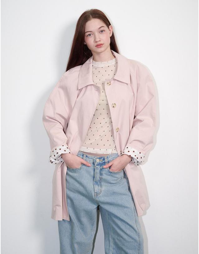 오프닝선샤인 Belted Half Trench Coat Pink 착용컷