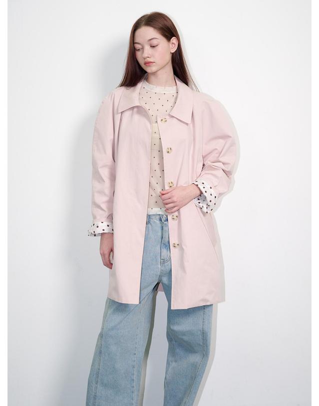 오프닝선샤인 Belted Half Trench Coat Pink 착용컷