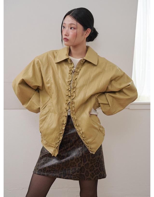 오프닝선샤인 Leopard Leather Pocket Mini Skirt Brown 브라운 착용컷