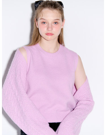 Cable bolero cardigan set_Pink