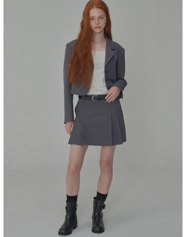 Classic Pleated Mini Skirt_Gray
