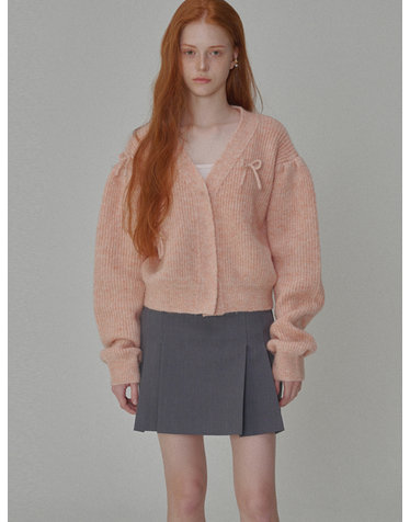 Mohair Ribbon Pointed Cardigan_Pink