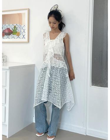 Ruffle Lace Layered Dress_White