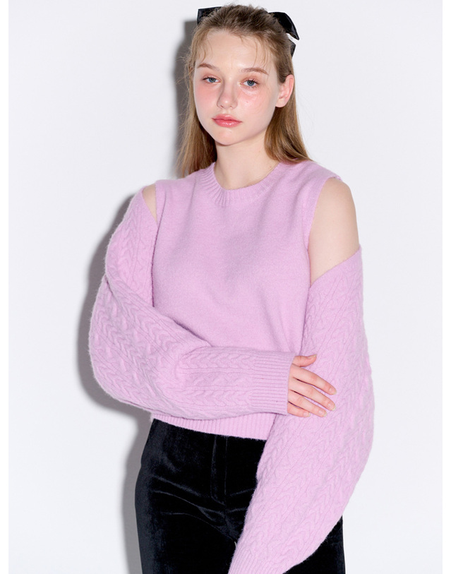 오프닝선샤인 Cable bolero cardigan set_Pink 착용컷