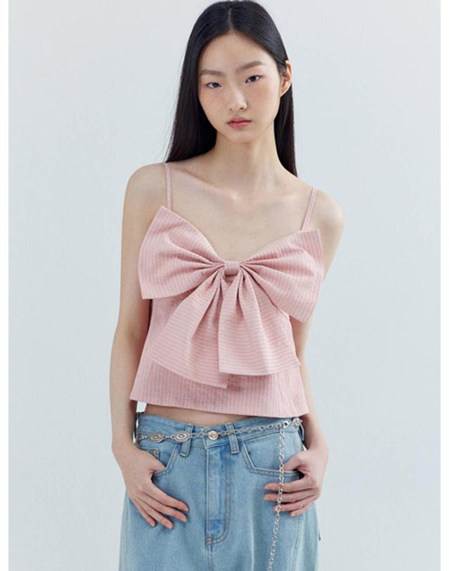 오프닝선샤인 Big Ribbon Peplum Bustier_Stripe Pink 착용컷