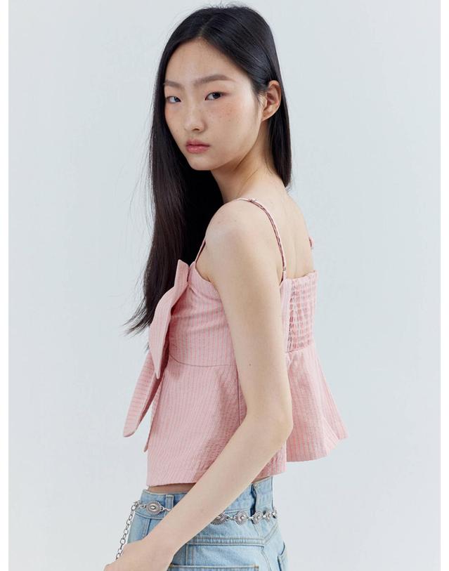 오프닝선샤인 Big Ribbon Peplum Bustier_Stripe Pink 착용컷