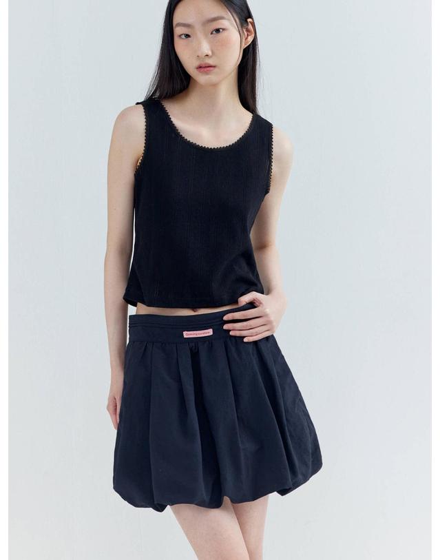 오프닝선샤인 Pin-tuck Balloon Mini Skirt_Black 착용컷