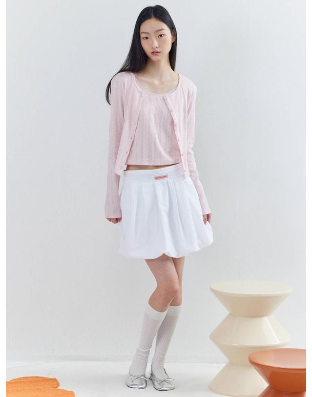 오프닝선샤인 Pin-tuck Balloon Mini Skirt_White 착용컷