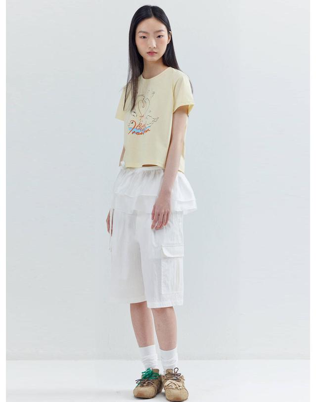 오프닝선샤인 Coupled Swan crop T-shirts_Yellow 착용컷