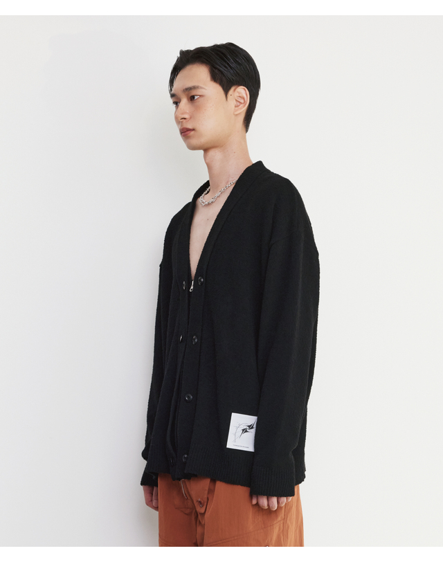 컨템포러리어카운츠 레이어드 플라켓 집업 가디건 [블랙] 착용컷